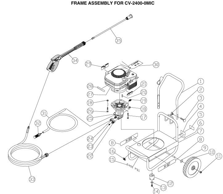 MITM CV-2400 pressure washer replacement parts